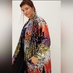 Anthropologie Sequin Duster Cardigan Jacket x BB Dakota 2X